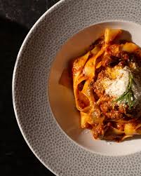 Perseid signature dishes Wild Boar Bolognese, Cauliflower Soup, Squash Blossoms, Ratatouille, and Hanger Steak